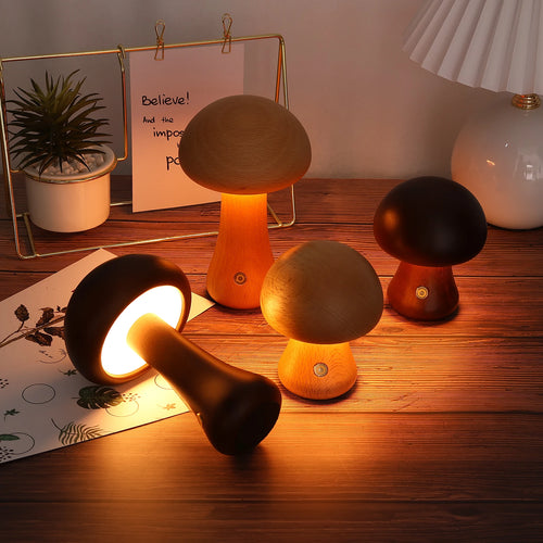 Cute Wooden Mushroom Night Light