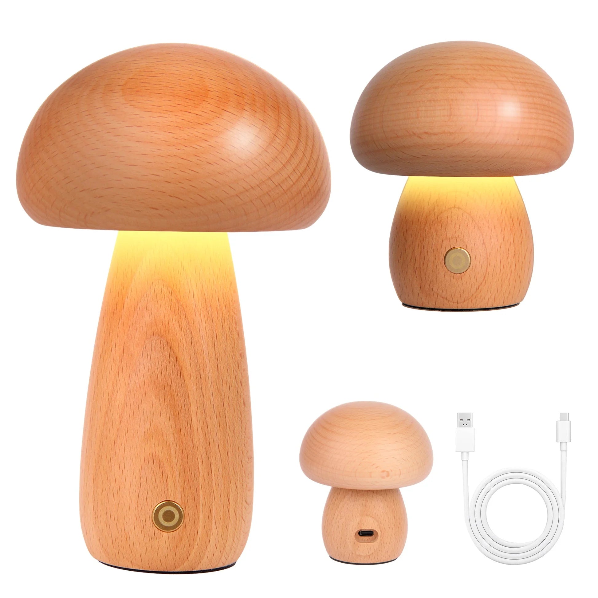 Cute Wooden Mushroom Night Light